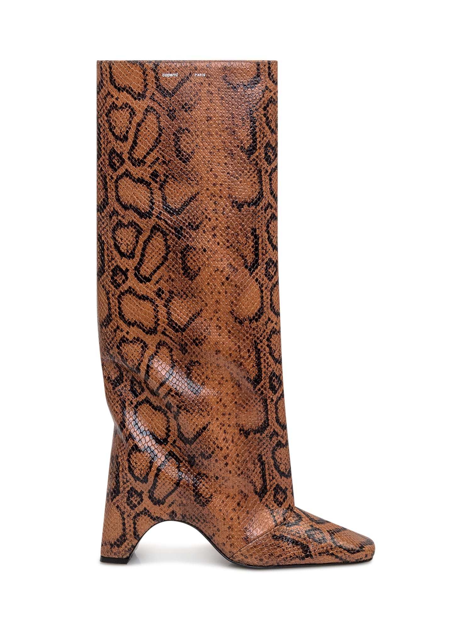 Shop Coperni Snake Print Boot In Brown