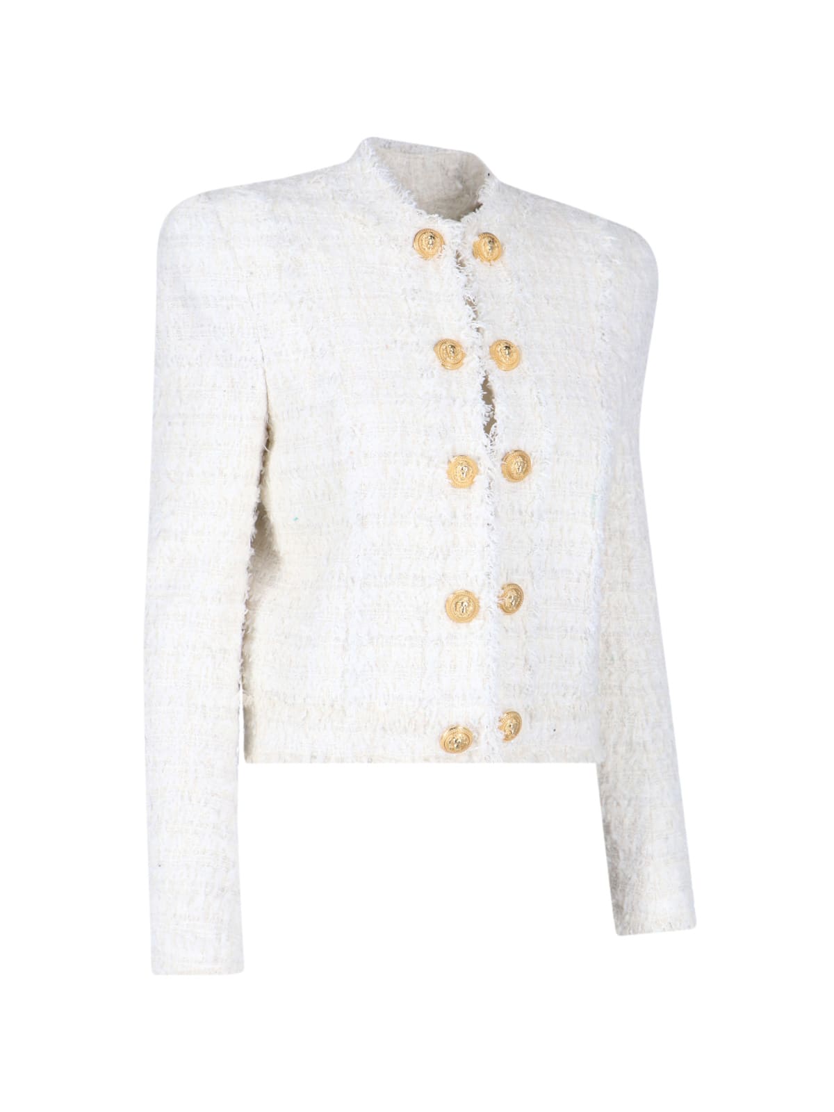 Shop Balmain Button Detail Jacket In White