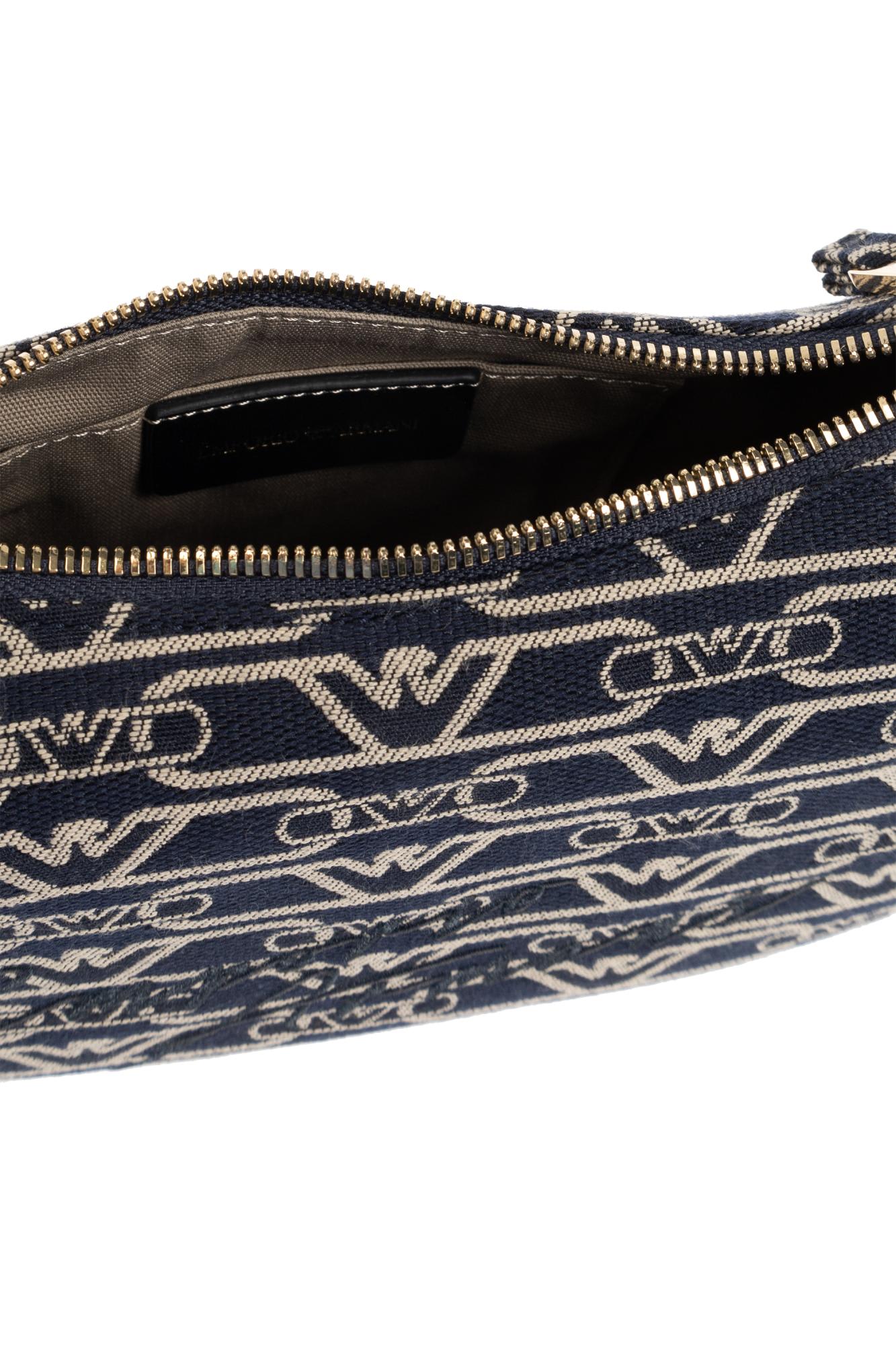 Emporio Armani Shoulder Bag With Embroidered Logo In Denim