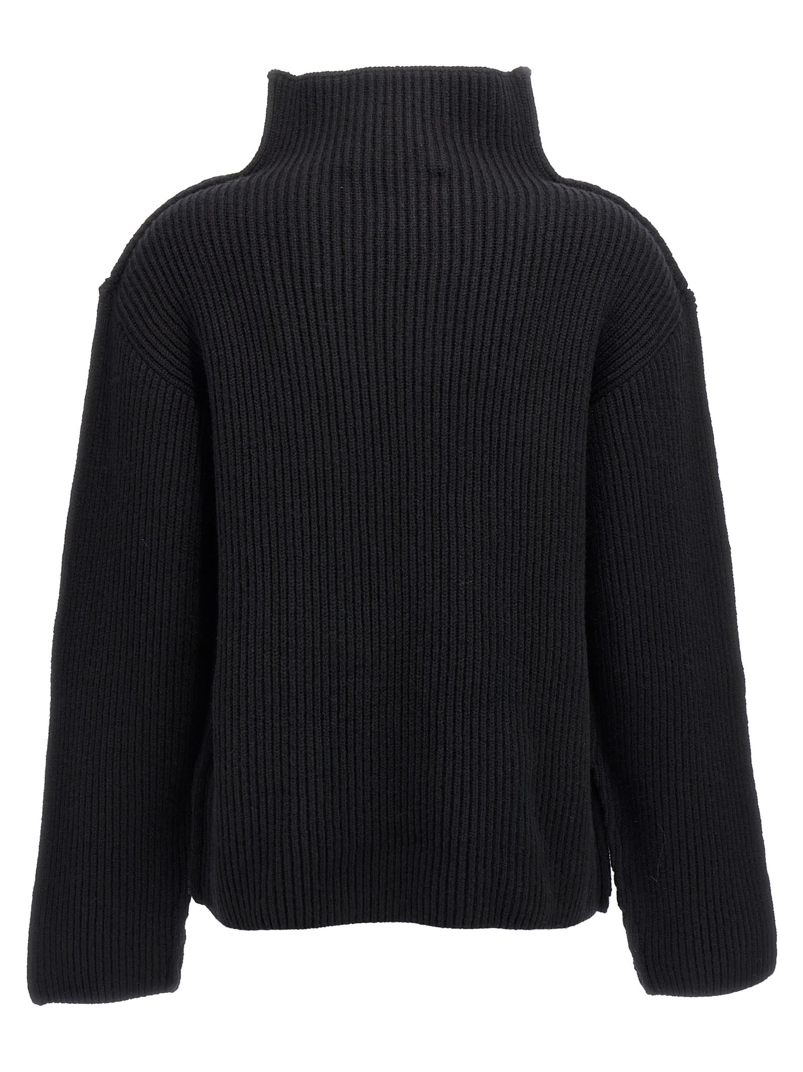 Shop Marni Ribbed Sweater In Black