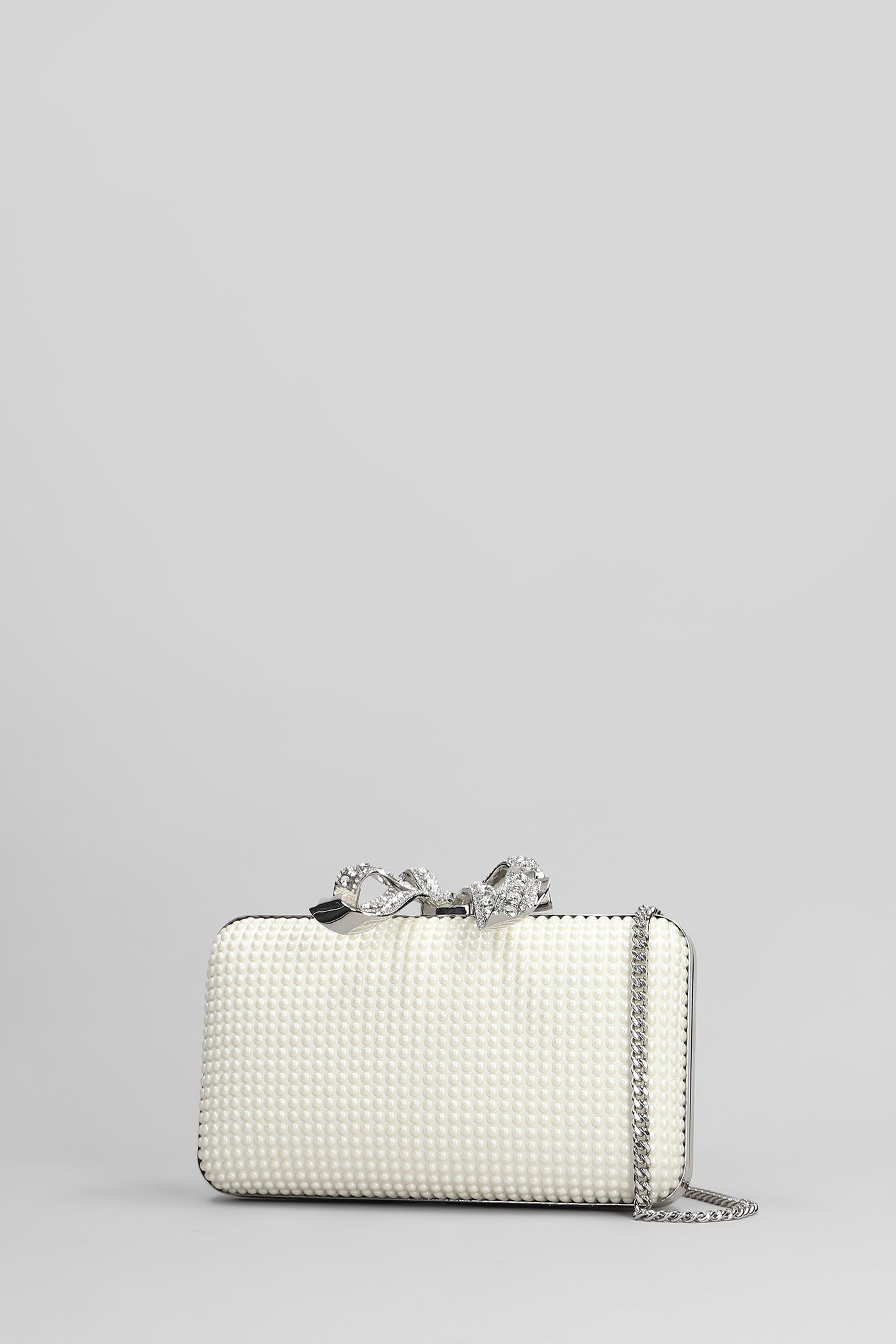 Self-portrait Clutch In White Polyester