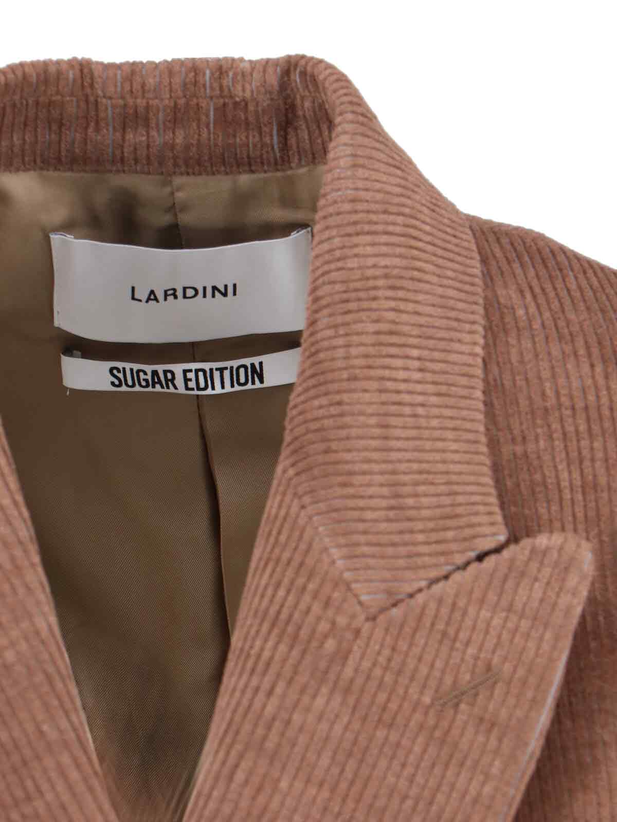 Lardini Corduroy Double-breasted Blazer Notched Lapels In Brown