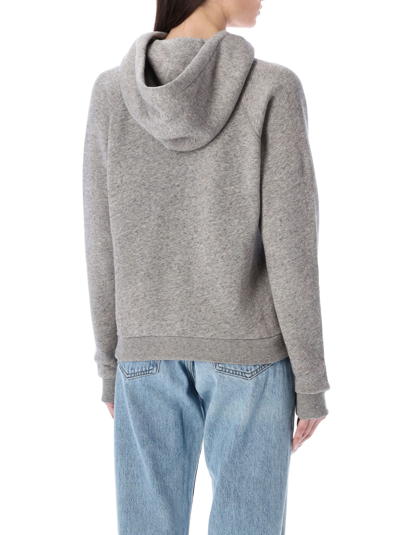 Polo Ralph Lauren Grey Hoodie With Drawstring Hood And Pony Embroidery On The Front In Cotton Blend Woman In Grey Mel
