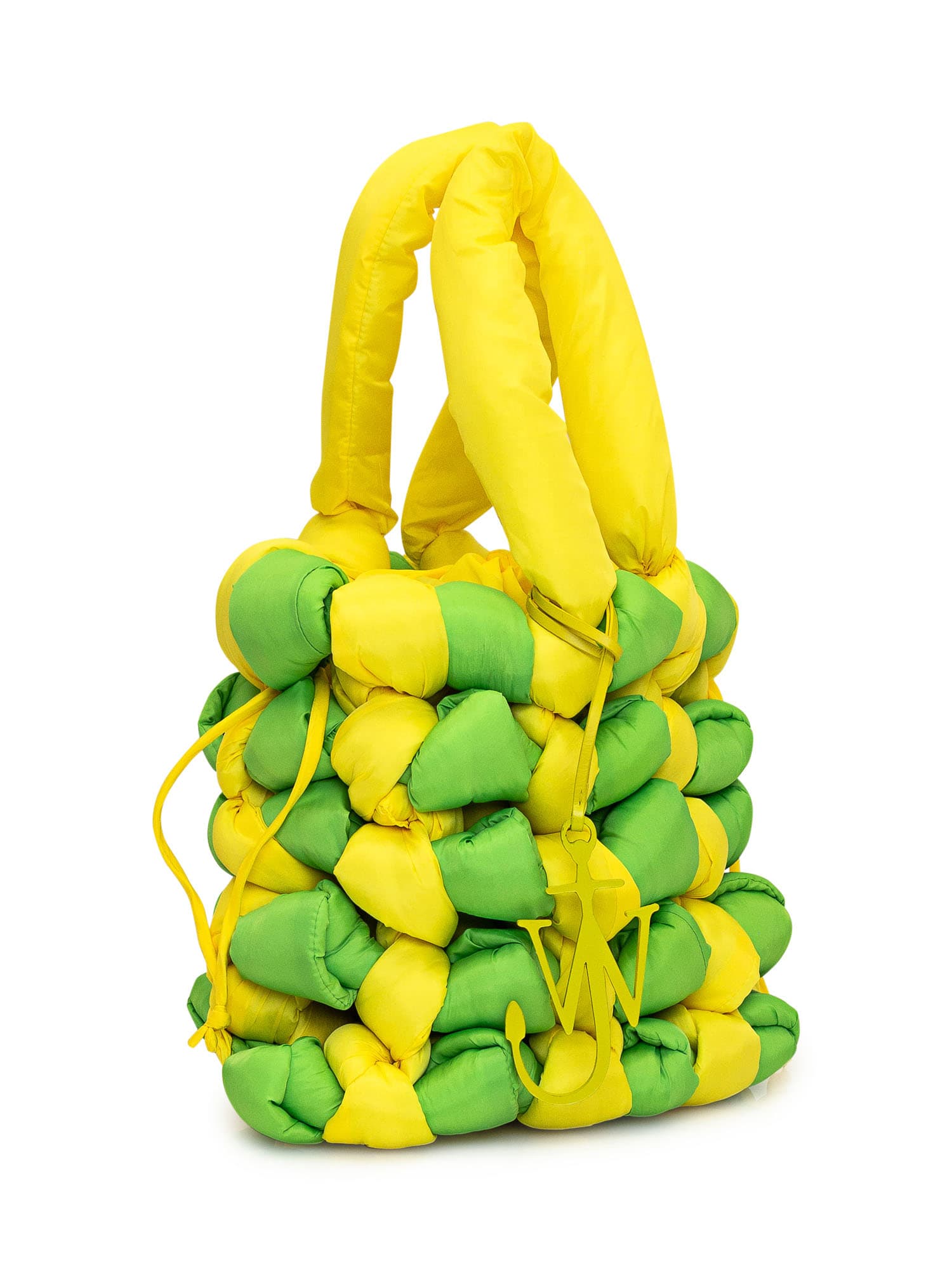 Shop Jw Anderson Knotted Bucket Bag In Yellow/lime