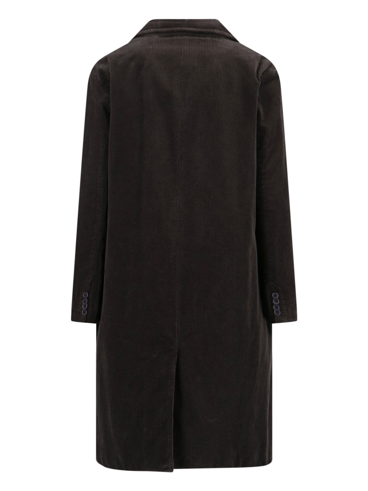 Aspesi Corduroy Flap Pockets Longline Notched Lapels In Brown