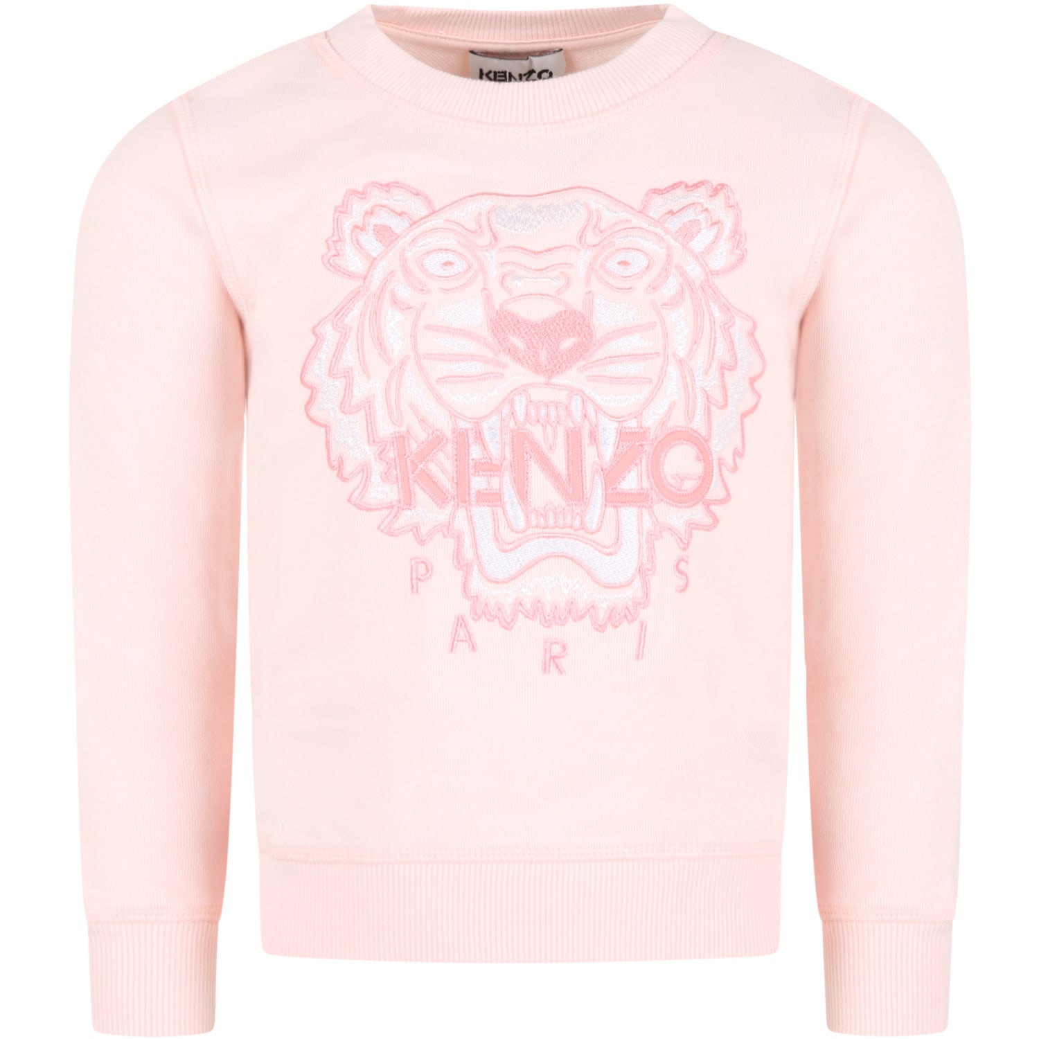 Kenzo Kids Pink Sweatshirt For Girl With Tiger