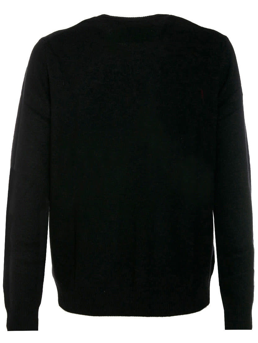 Shop Mc2 Saint Barth Man Lightweight Sweater Roma Nord Vs Roma Sud Jacquard Print In Black