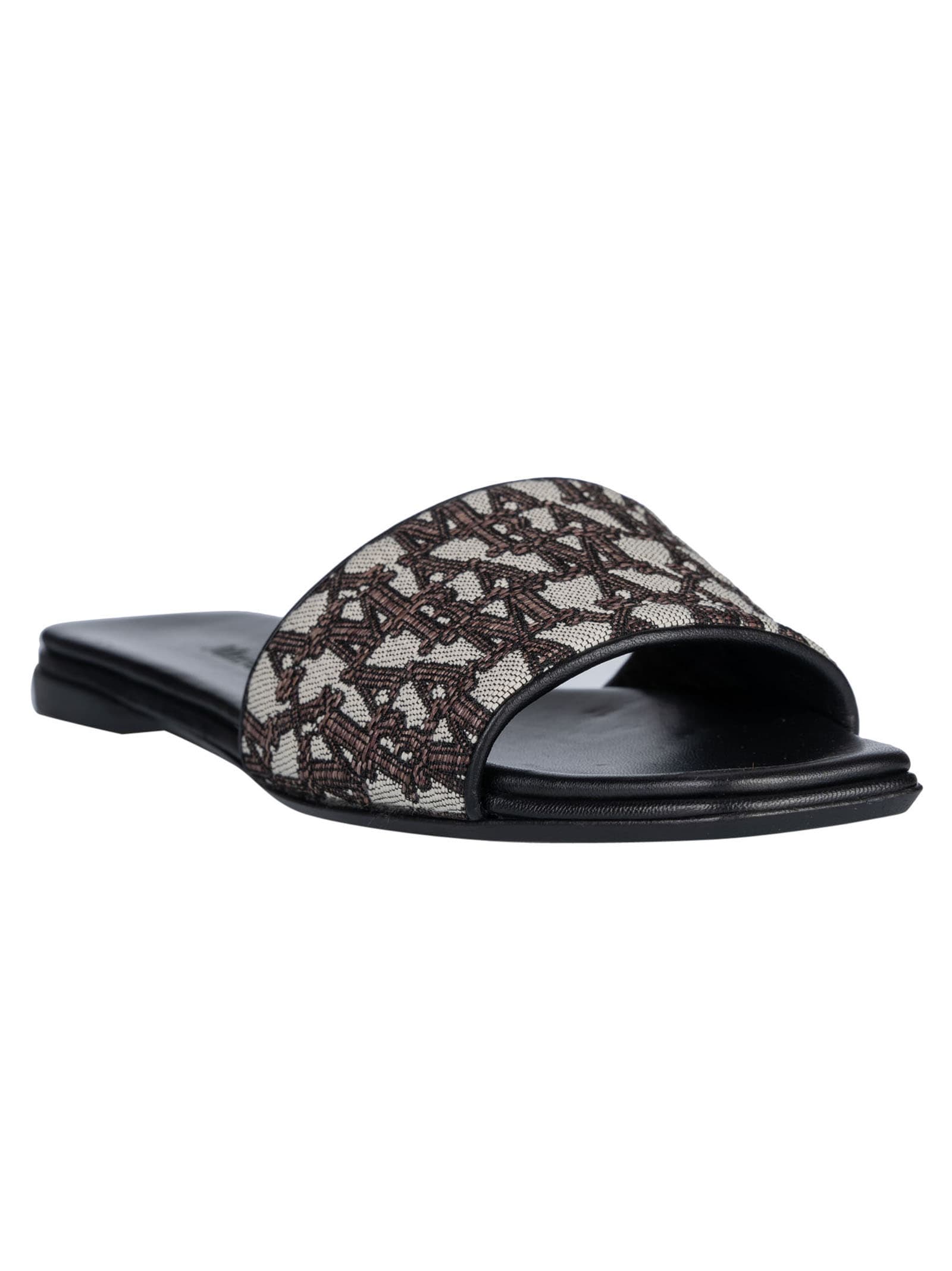 Max Mara Logo Monogram Sliders In Mogano