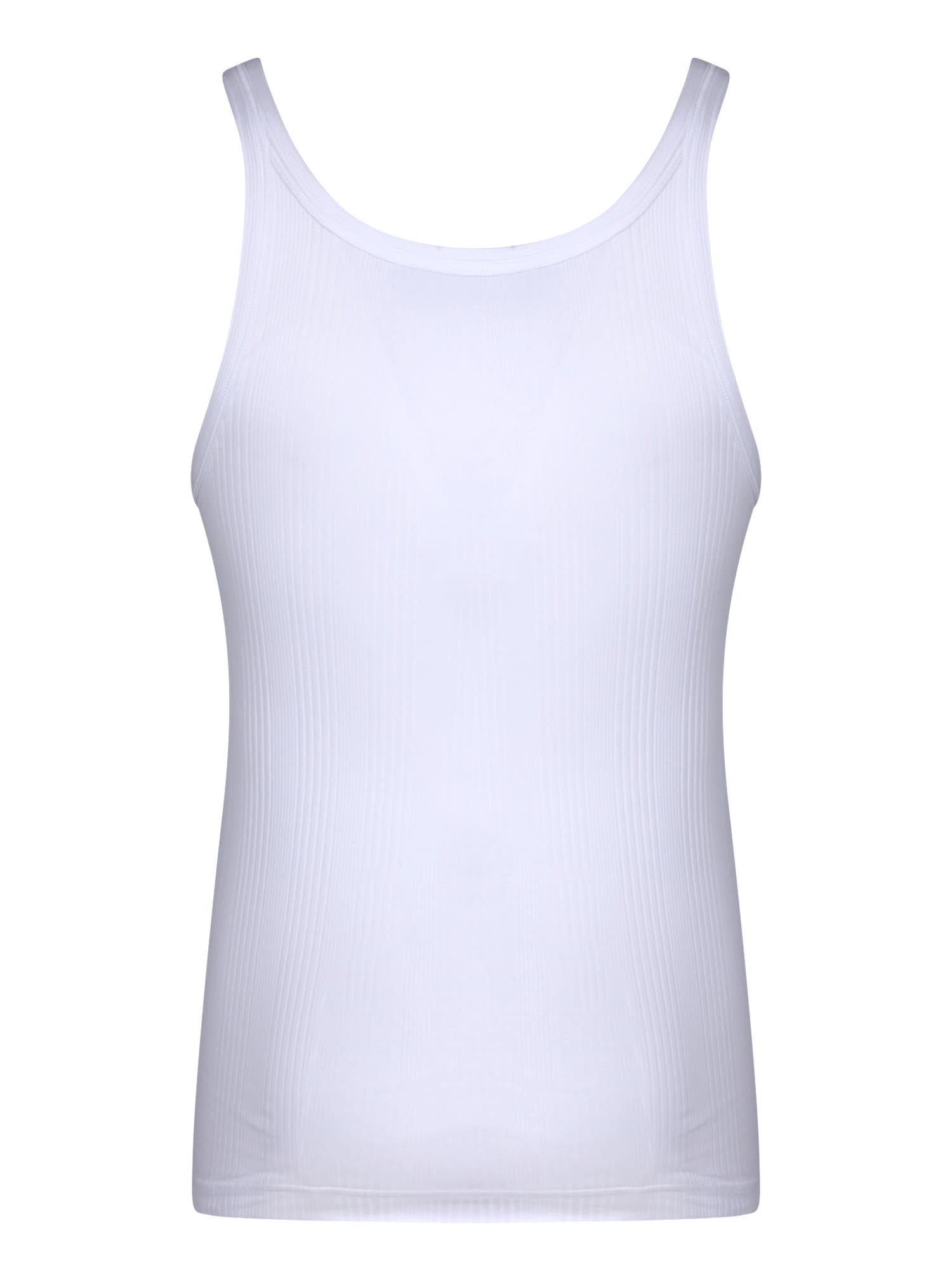 Dolce & Gabbana Jersey Tank Top In Bianco Ottico