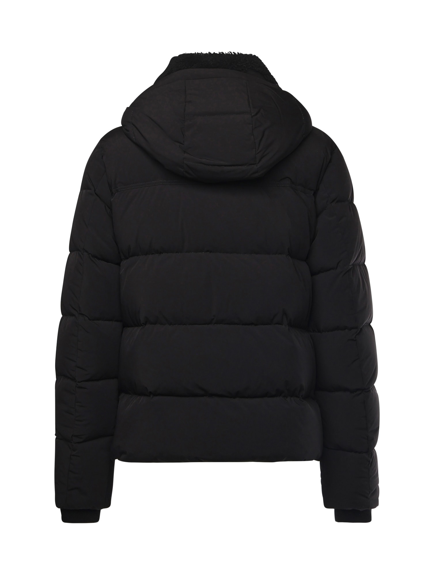 Moorer Padded Hooded Jacket Chest Pockets In Black
