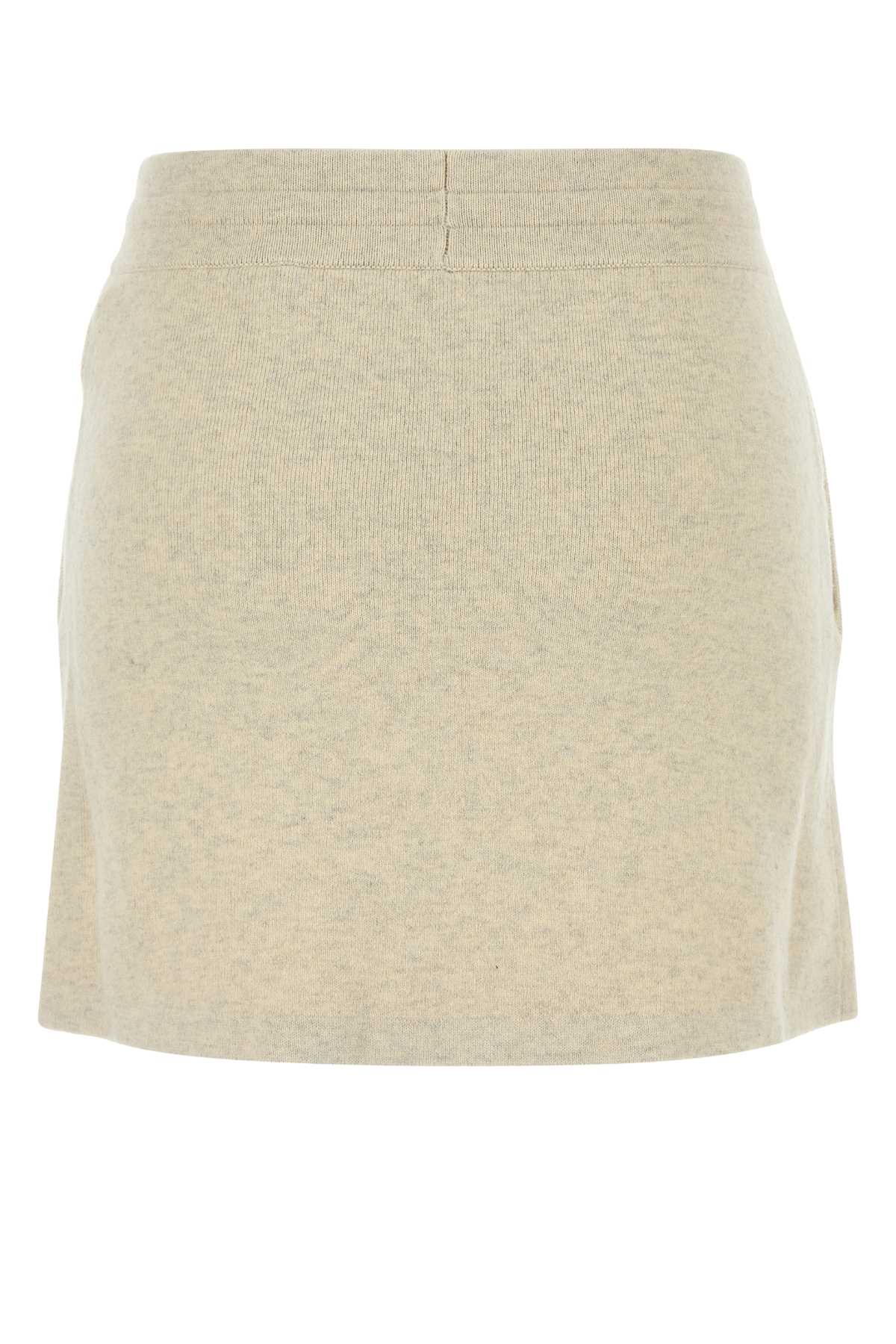 Shop Marant Etoile Melange Cream Stretch Cotton Blend Amaline Mini Skirt In Lightgrey