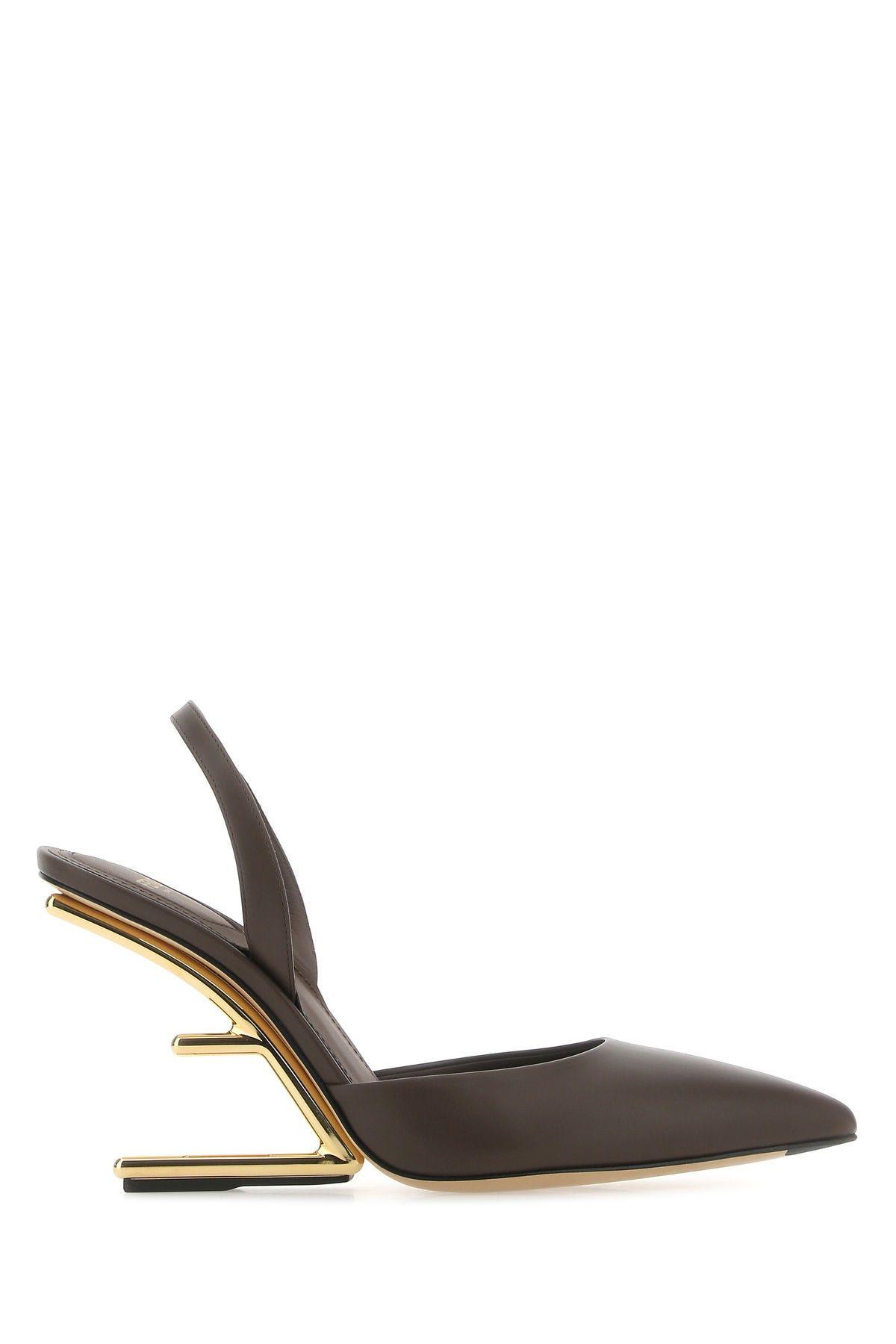 Shop Fendi Chocolate Leather First Pumps In Brown