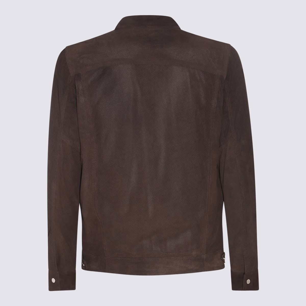 Barba Napoli Brown Leather Jacket In Dark Brown