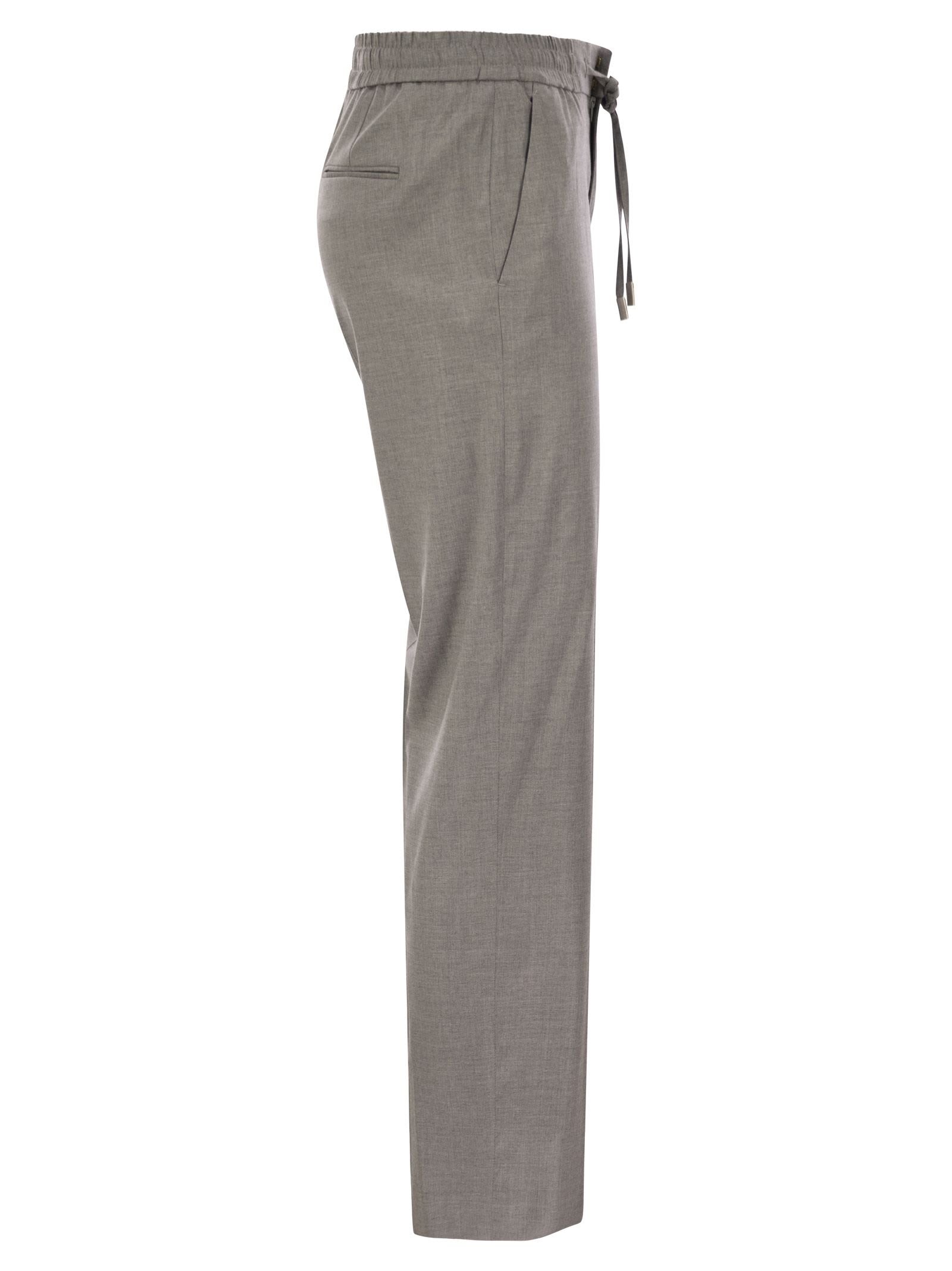 Shop Pt Torino Erika - Fluid Wool Twill Pants In Grey