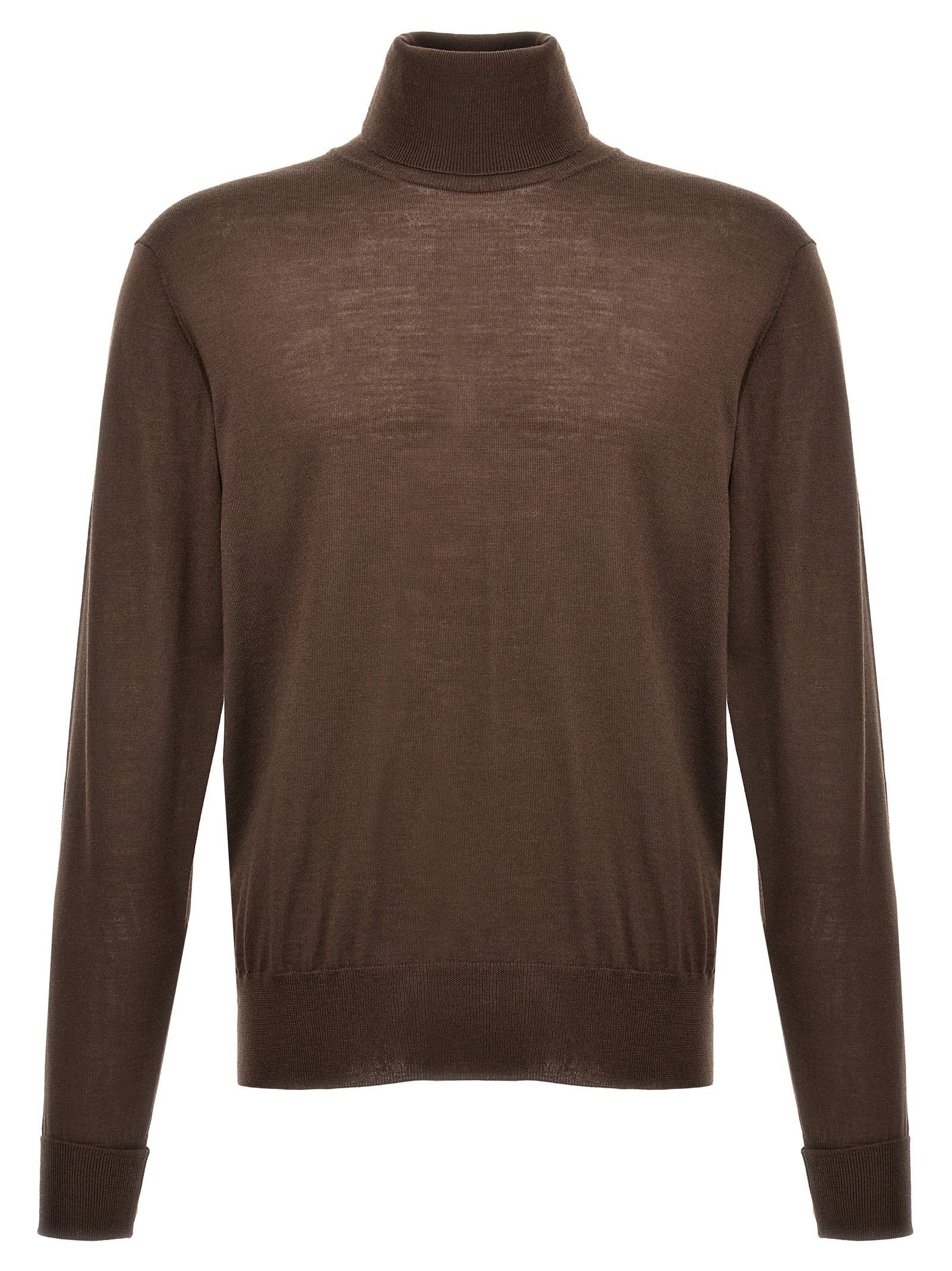 Pt01 Merino Turtleneck Sweater In Brown