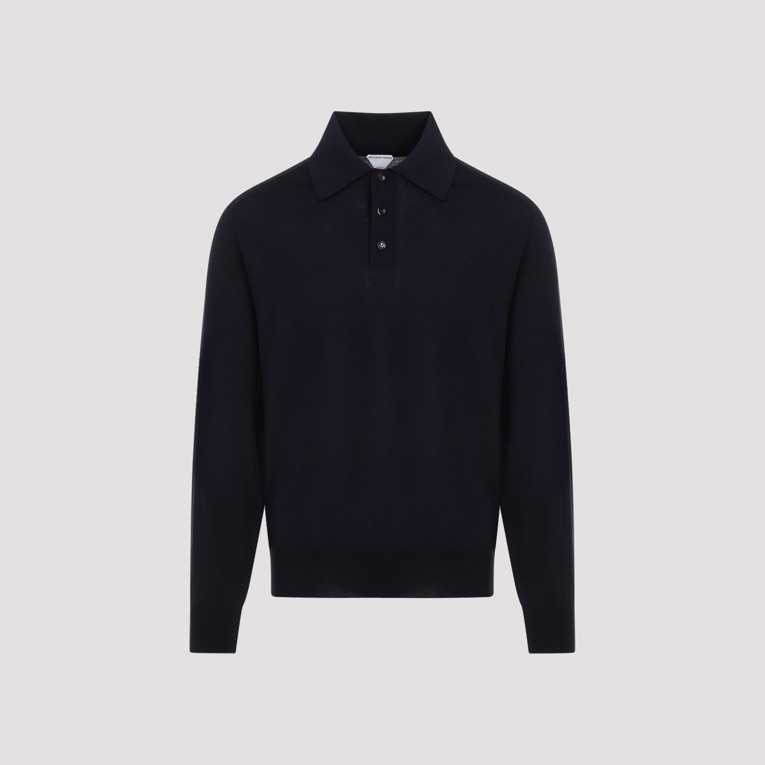 Shop Bottega Veneta Long Sleeves Polo In Navy