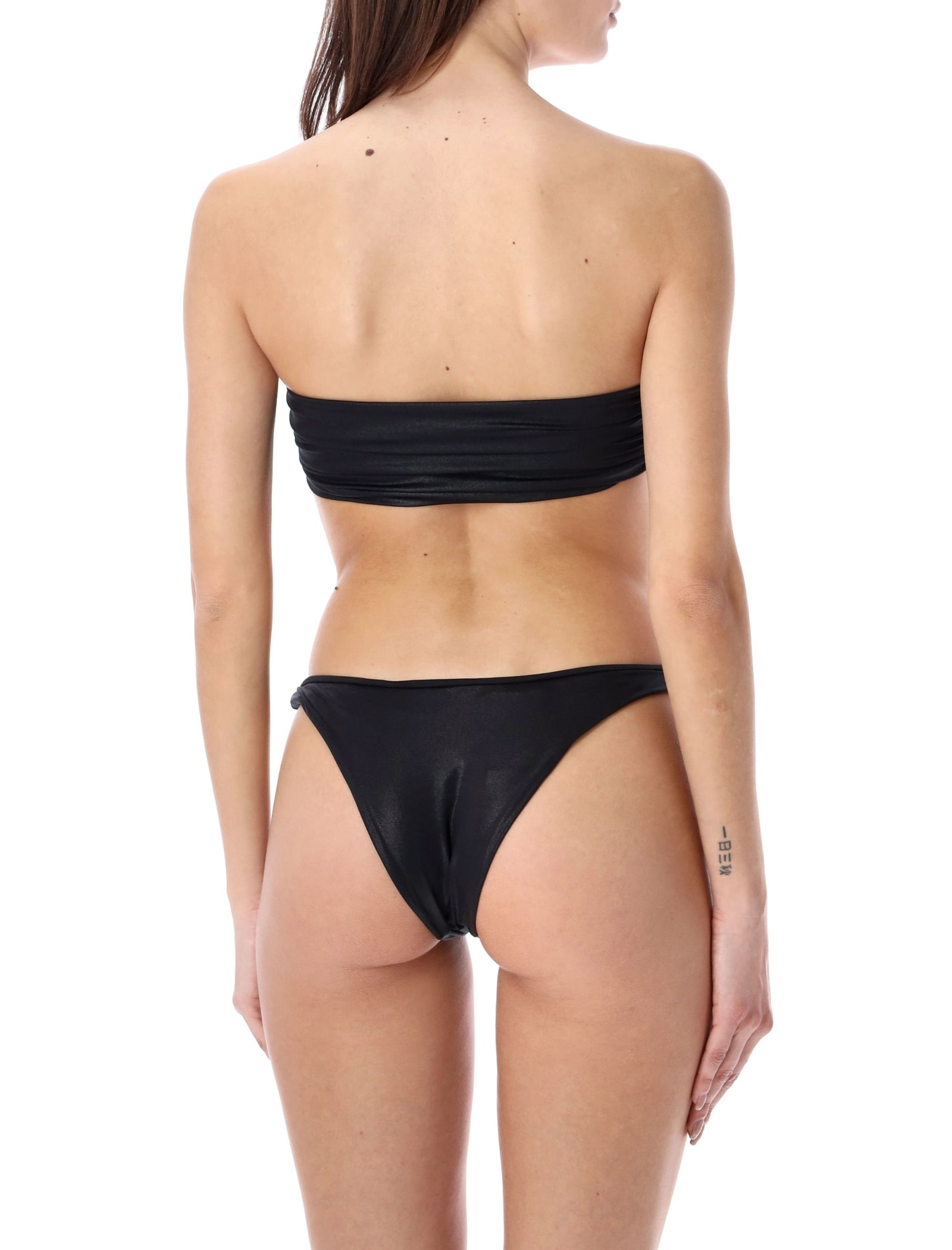 Shop Attico Bandeau Bikini Lycra Wet In Black