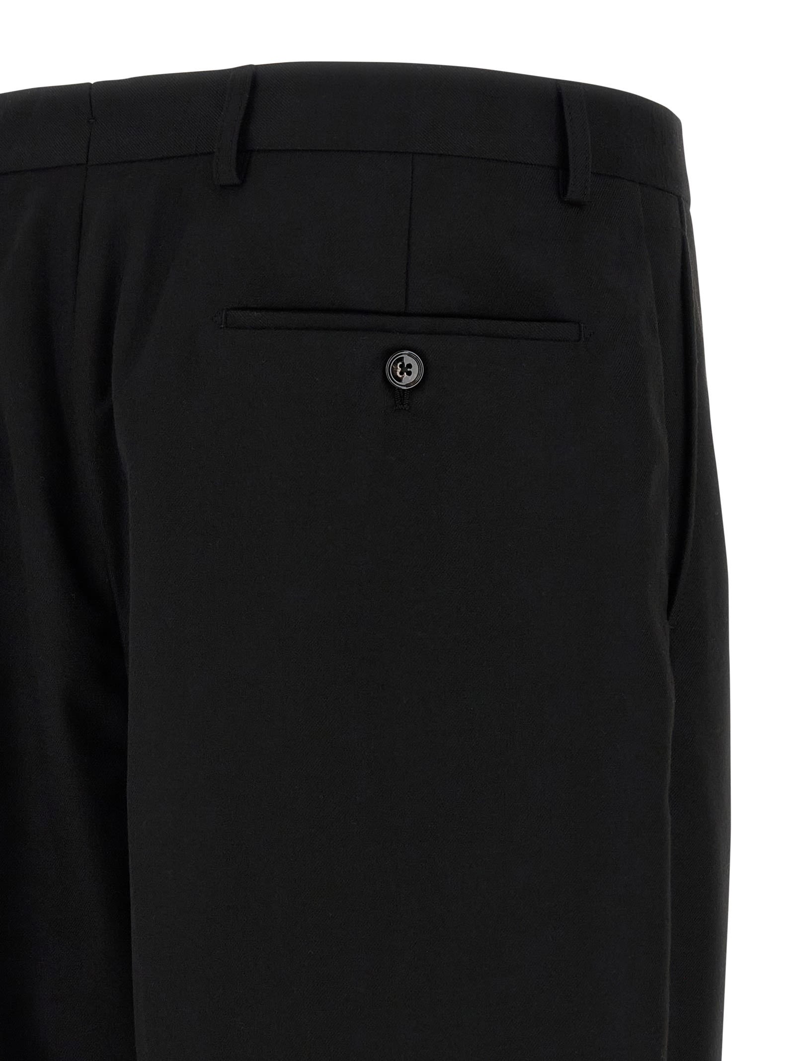 Cellar Door 'lucio' Pleated Front Trousers With Belt Loops In Black