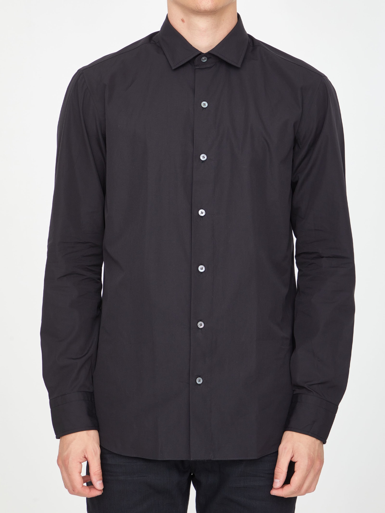 Salvatore Piccolo Black Cotton Shirt