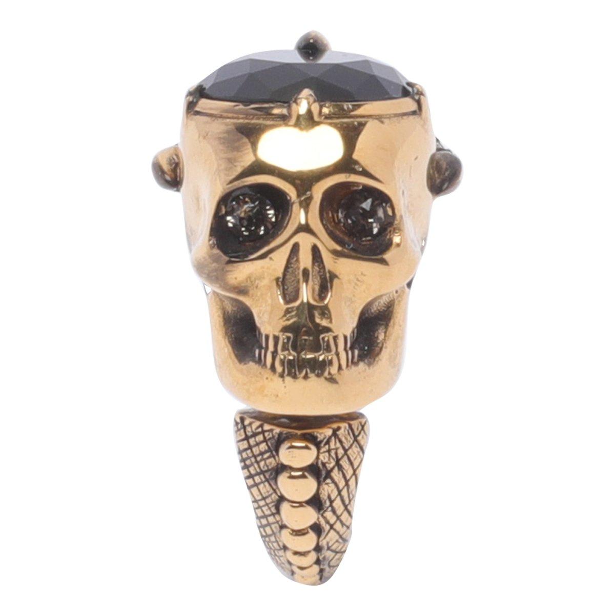 Shop Alexander Mcqueen Skull Embellished Ring In Argento