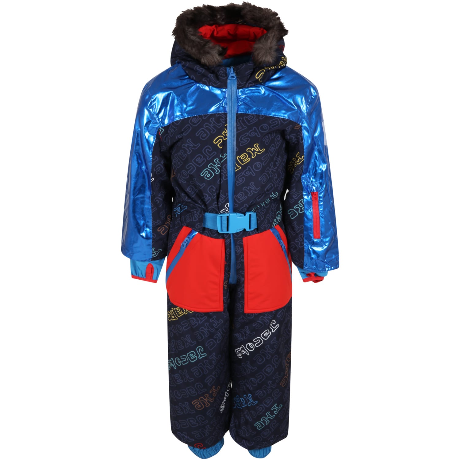 Little Marc Jacobs Blue Snow Suit For Boy With Logos