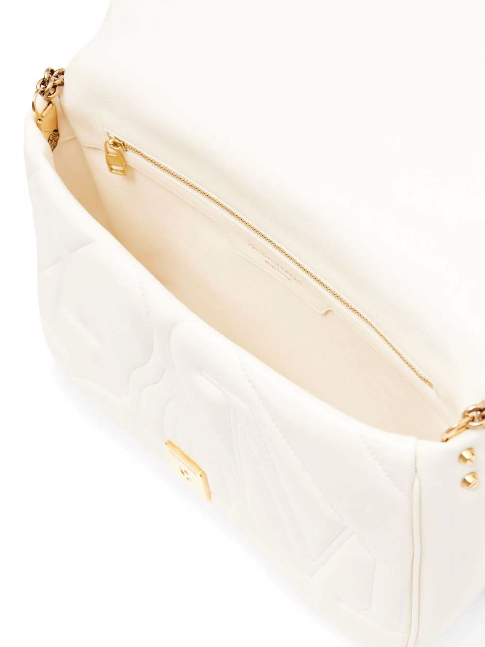 Alexander Mcqueen Alexander Mc Queen Seal Logo Small Leather Crossbody Bag In Bianco