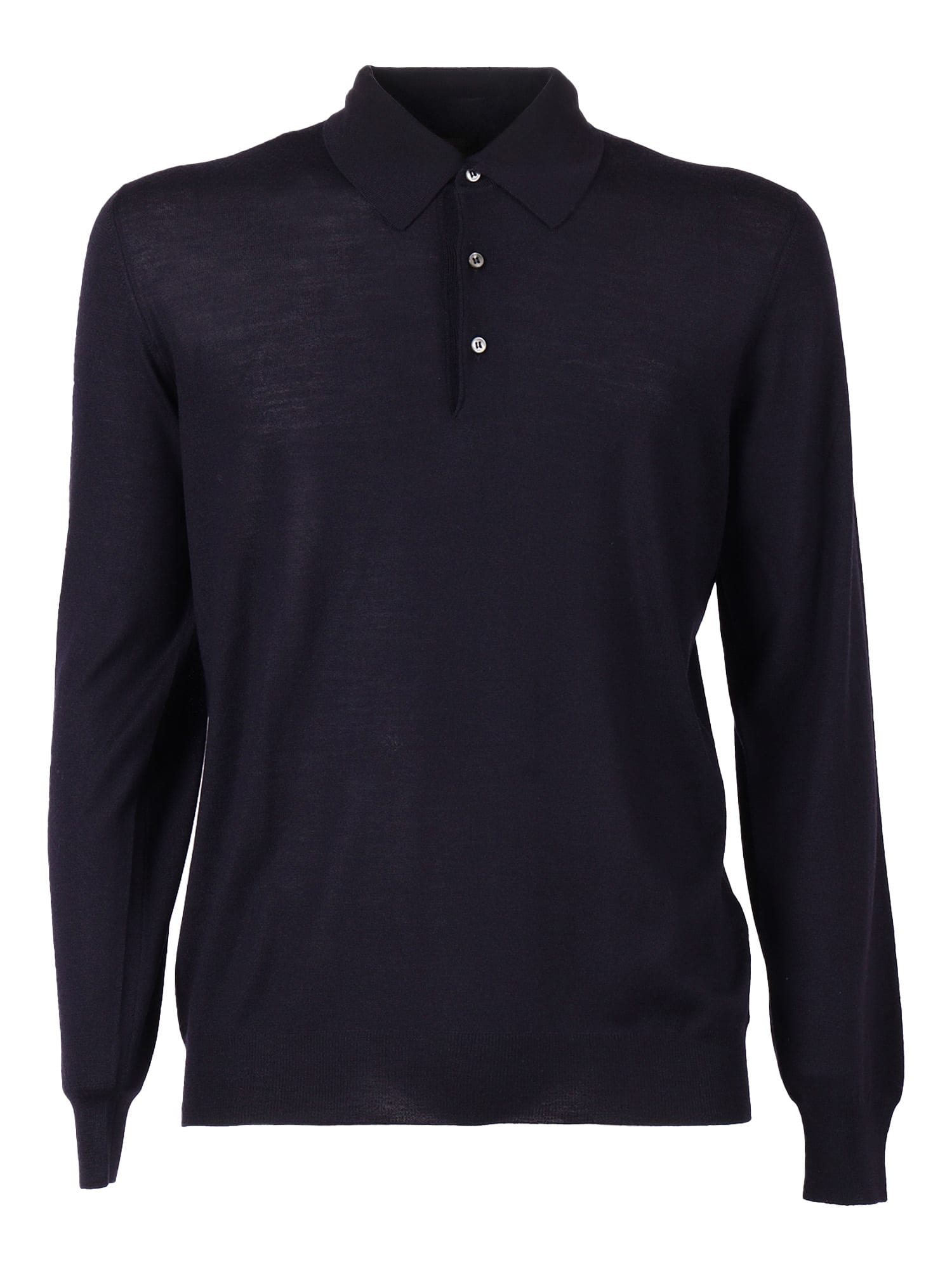 Fedeli Long-sleeve Polo Shirt In Blue