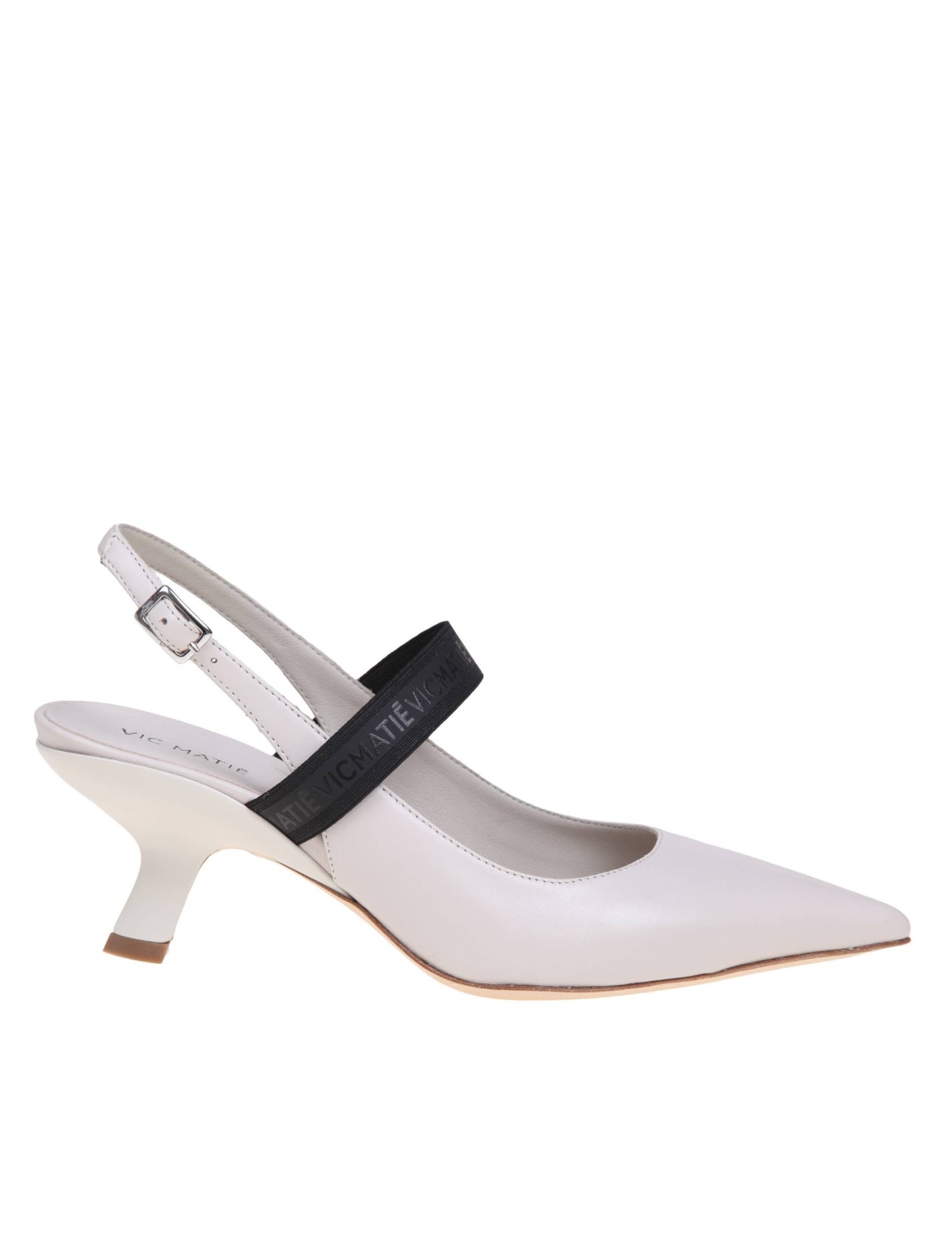 Shop Vic Matie Bonbon Pumps In Leather With Elastic In Desert