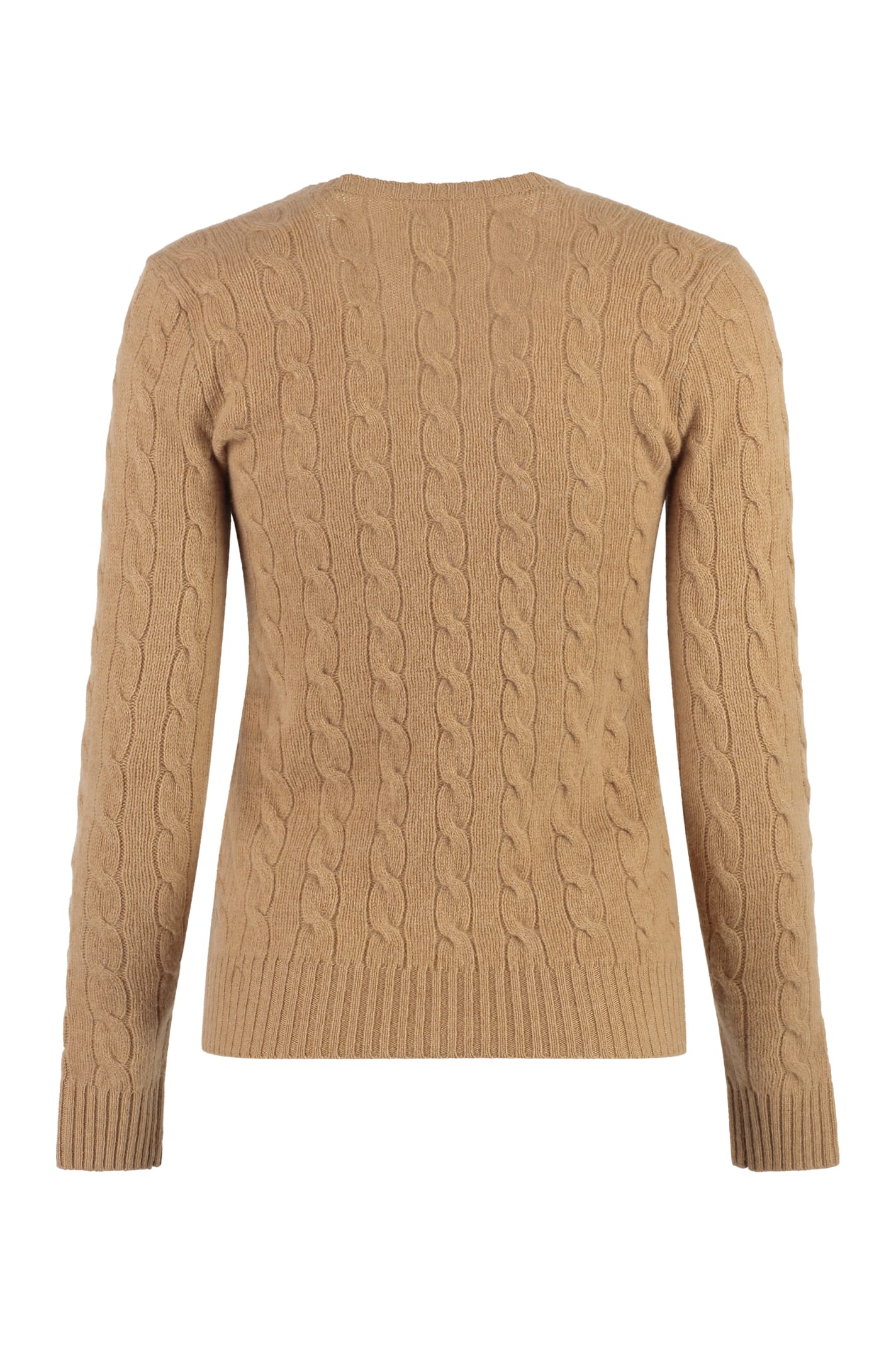 Shop Polo Ralph Lauren Cable Knit Sweater  In Camel