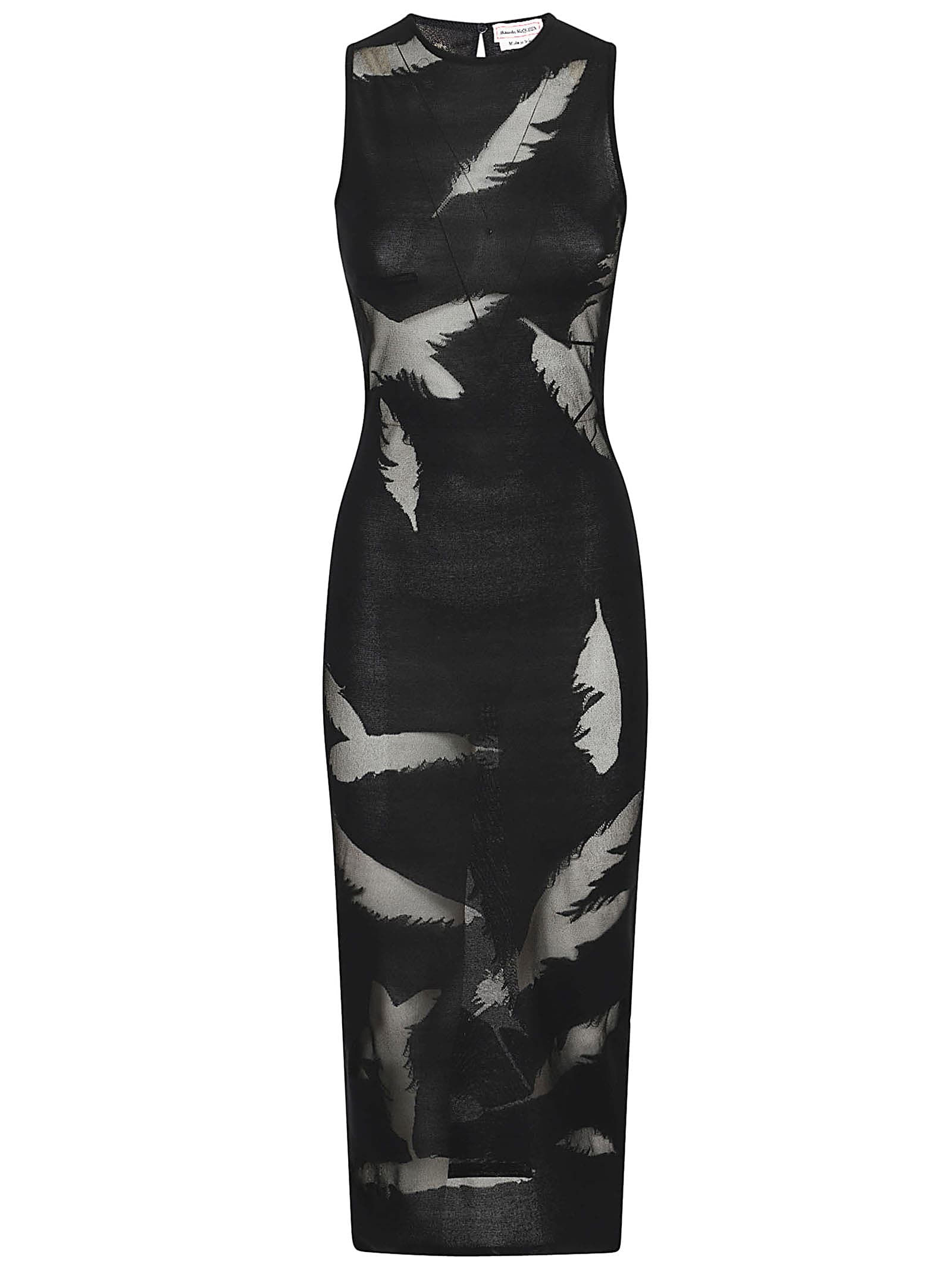 Alexander Mcqueen Embroidered Silk Dress In Black