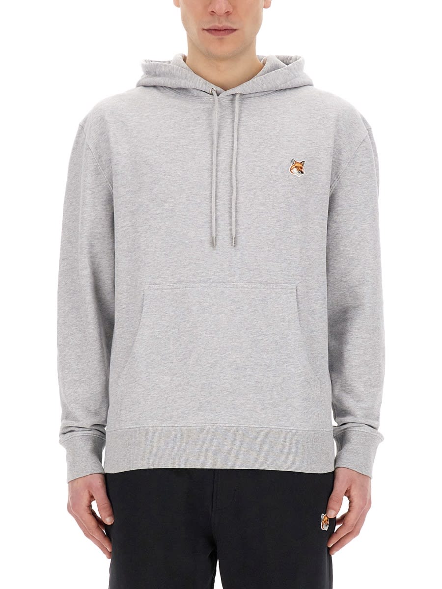 Shop Maison Kitsuné Sweatshirt With Fox Patch In Grey