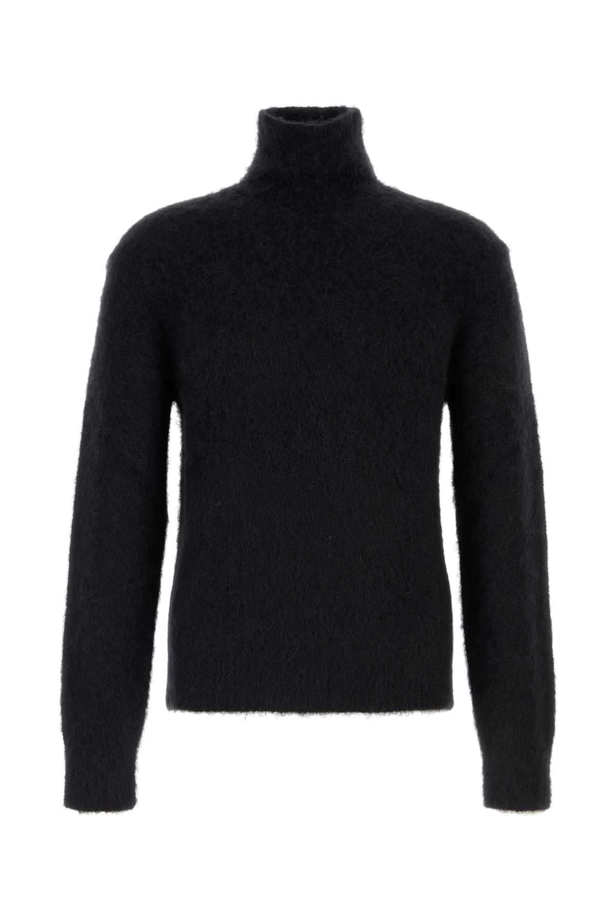 AMI ALEXANDRE MATTIUSSI BLACK STRETCH MOHAIR BLEND SWEATER 