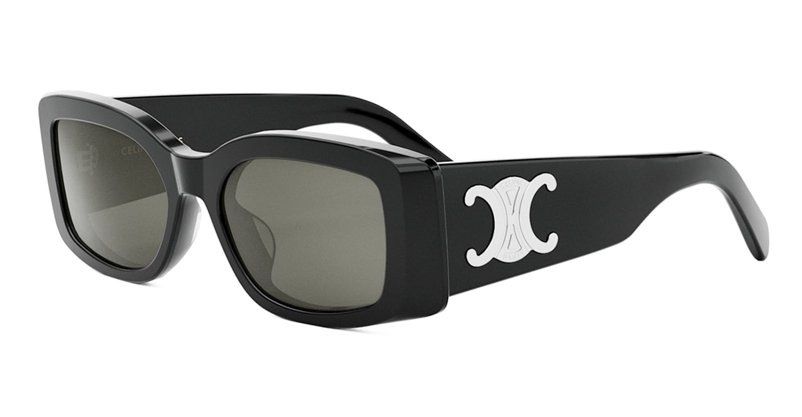 Celine Triomphe Acetate Rectangle Sunglasses In Gray