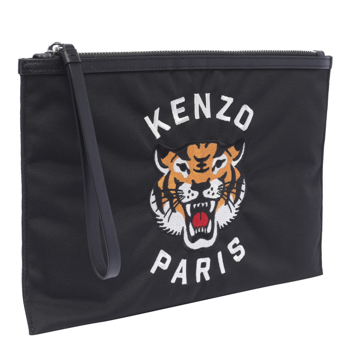 Shop Kenzo Varsity Tiger Zip Pouch  In Black