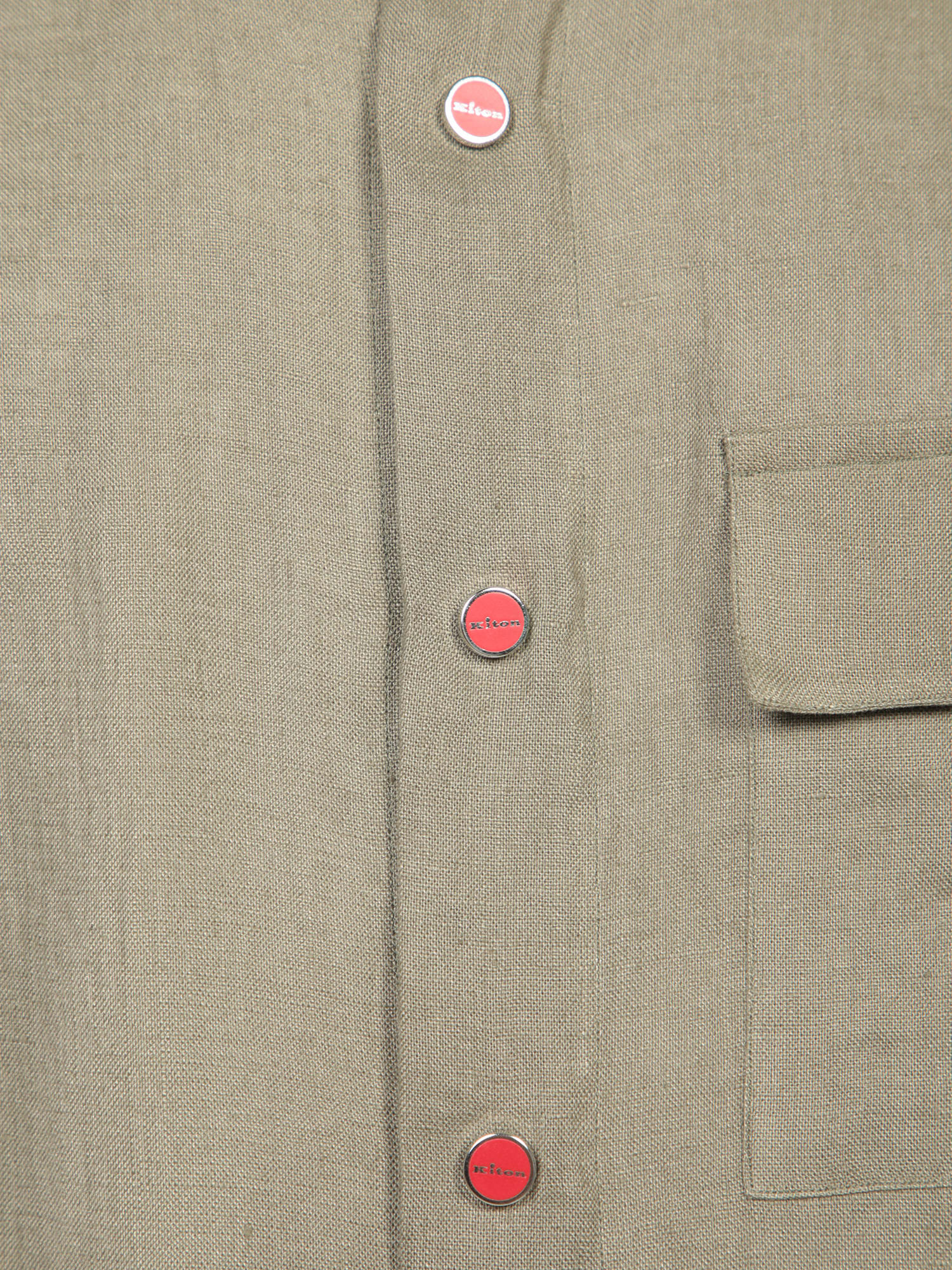 KITON OLIVE GREEN- BROWN LINEN OVERSHIRT 