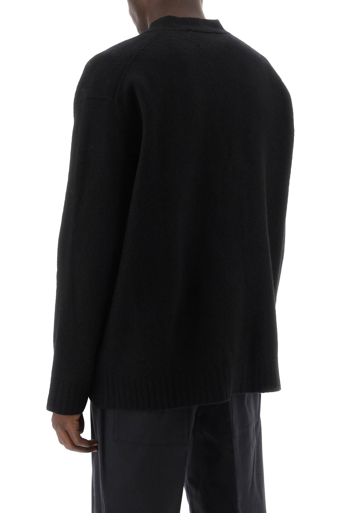 Shop Jil Sander Boiled Wool Cardigan