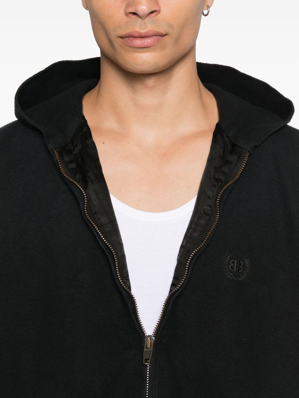 Balenciaga Hooded Zip-up Jacket For Men In Black