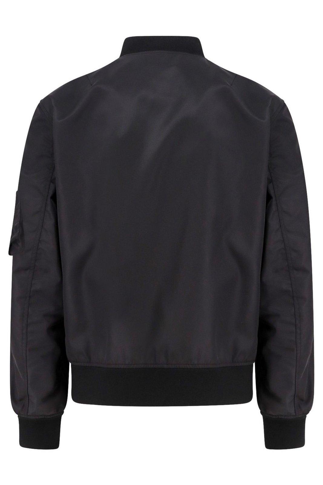 Valentino Nylon Bomber With Leather Patch And Vlogo Detail In Black