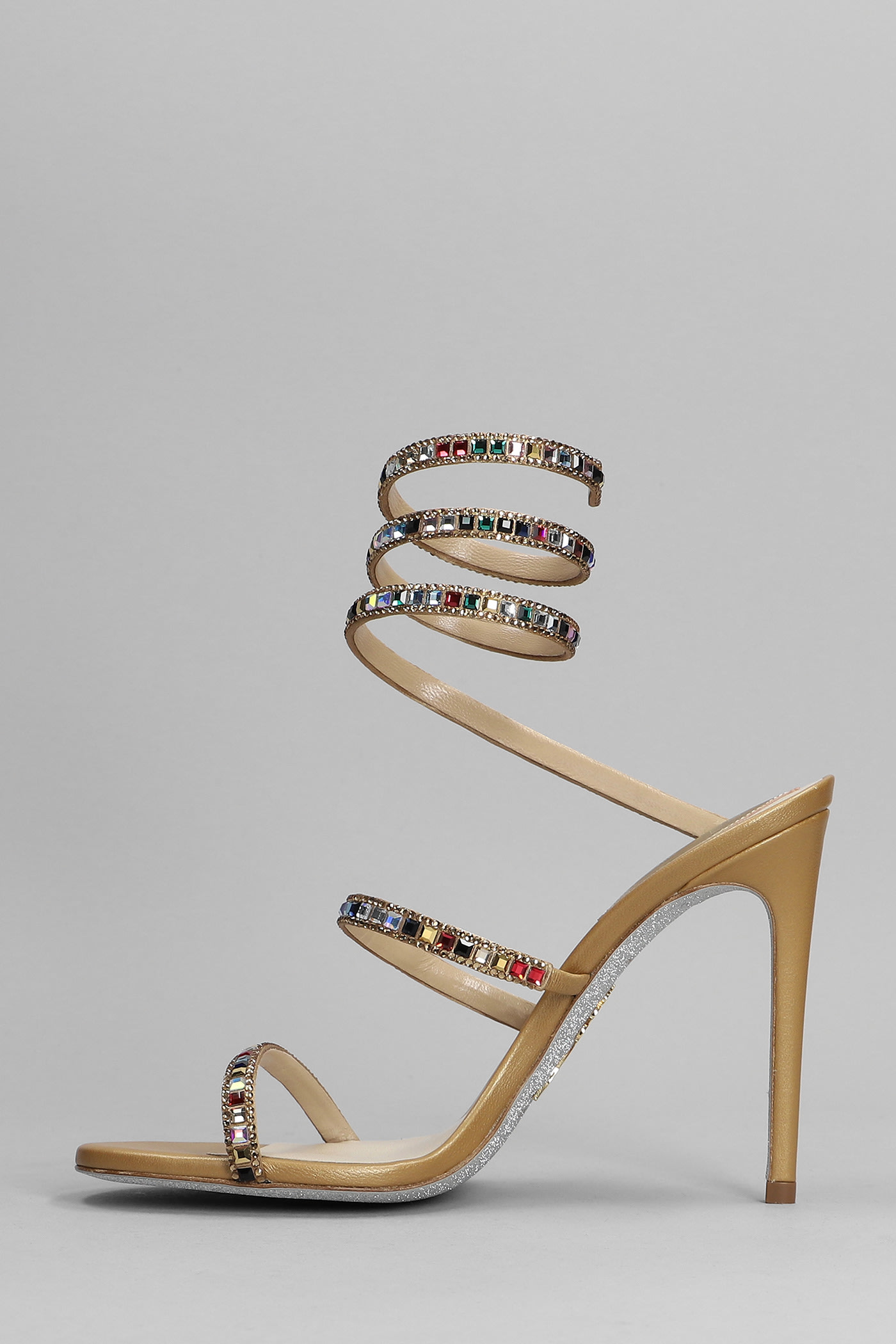 RENÉ CAOVILLA CLEO SANDALS IN GOLD LEATHER 