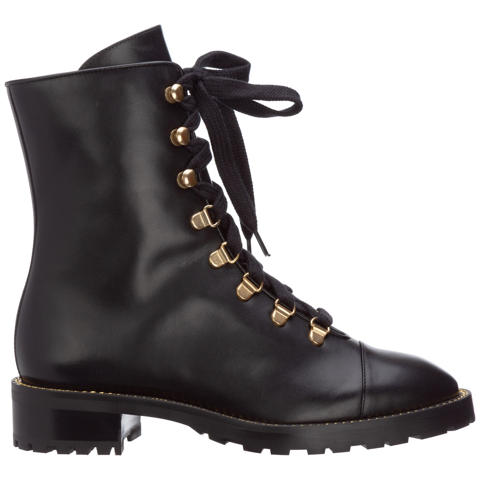 Stuart Weitzman Women's Leather Combat Boots Kolbie In Black | ModeSens