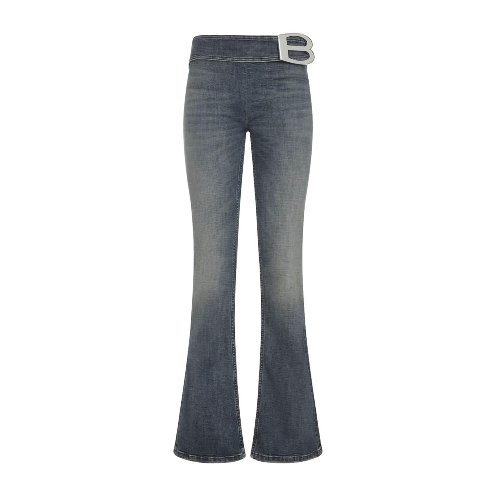Balenciaga Buckle Design Flared Trousers In Blue