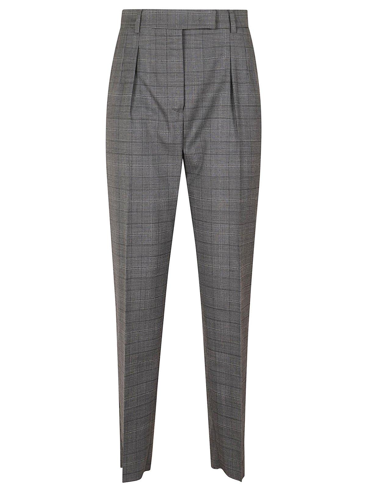 Shop Max Mara Checked Straight Leg Trousers In Grigio