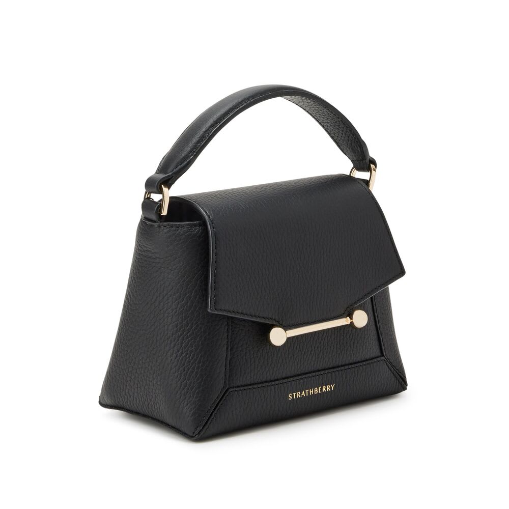 Strathberry Mosaic Nano Leather Top-handle Bag In Black