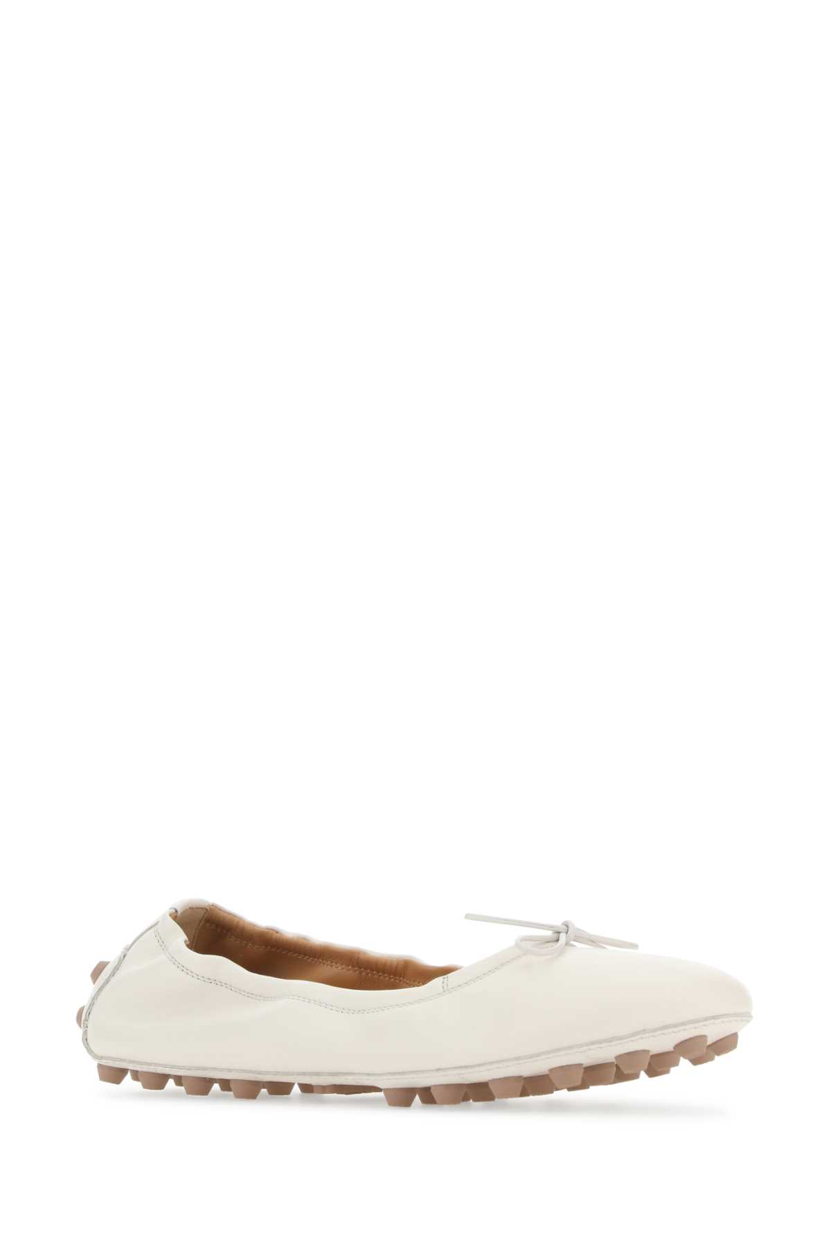Shop Tod's Ivory Leather Bubble Ballerinas In B013
