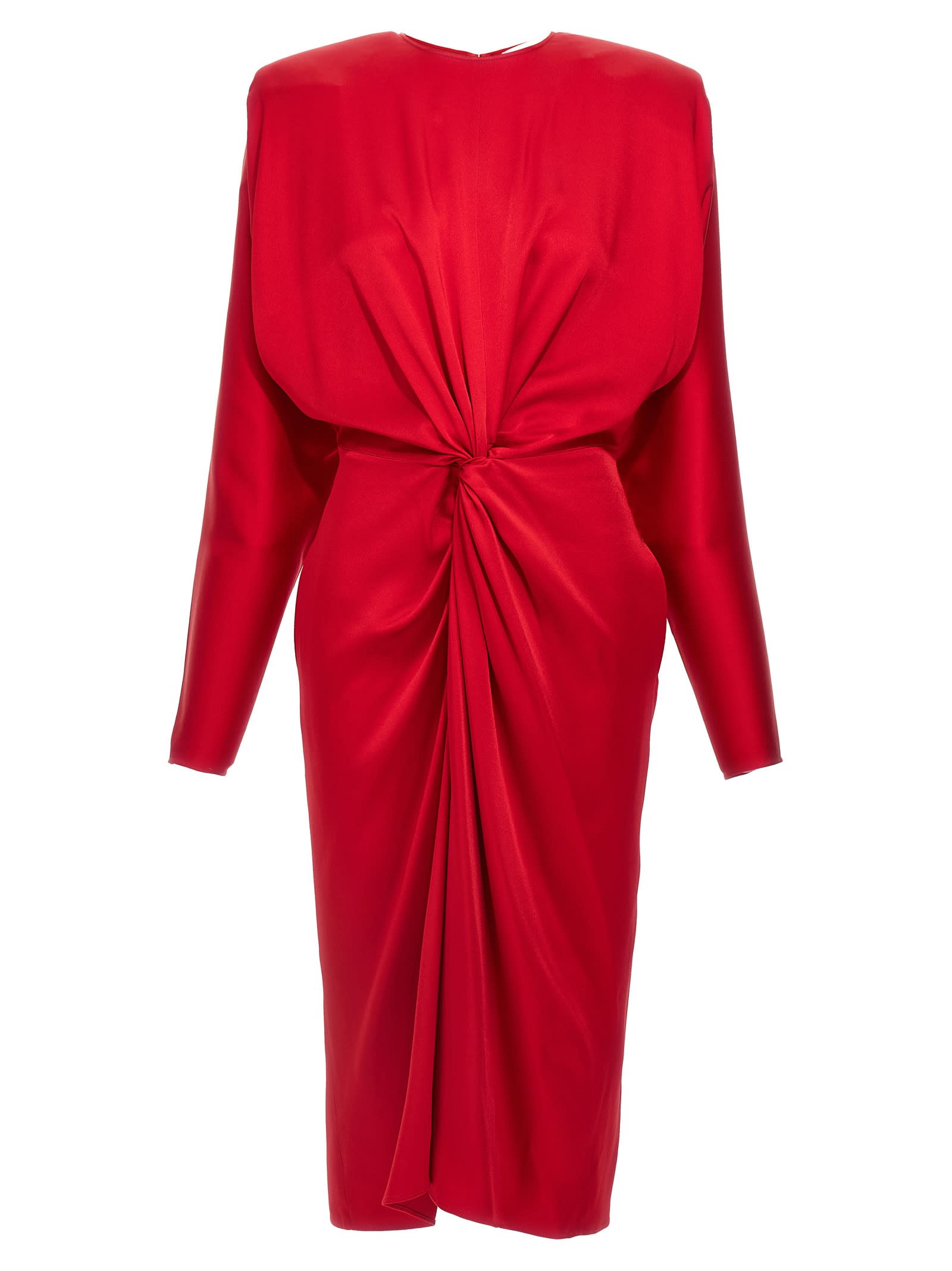 satin Twist Midi Dress