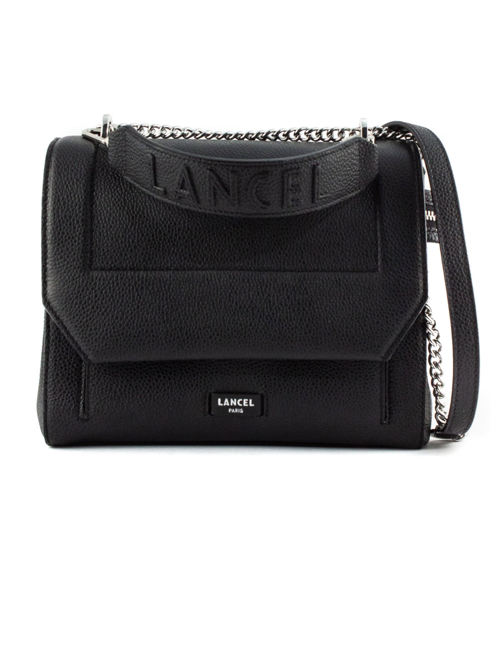 Lancel Black Grained Cowhide Leather Shoulder Bag