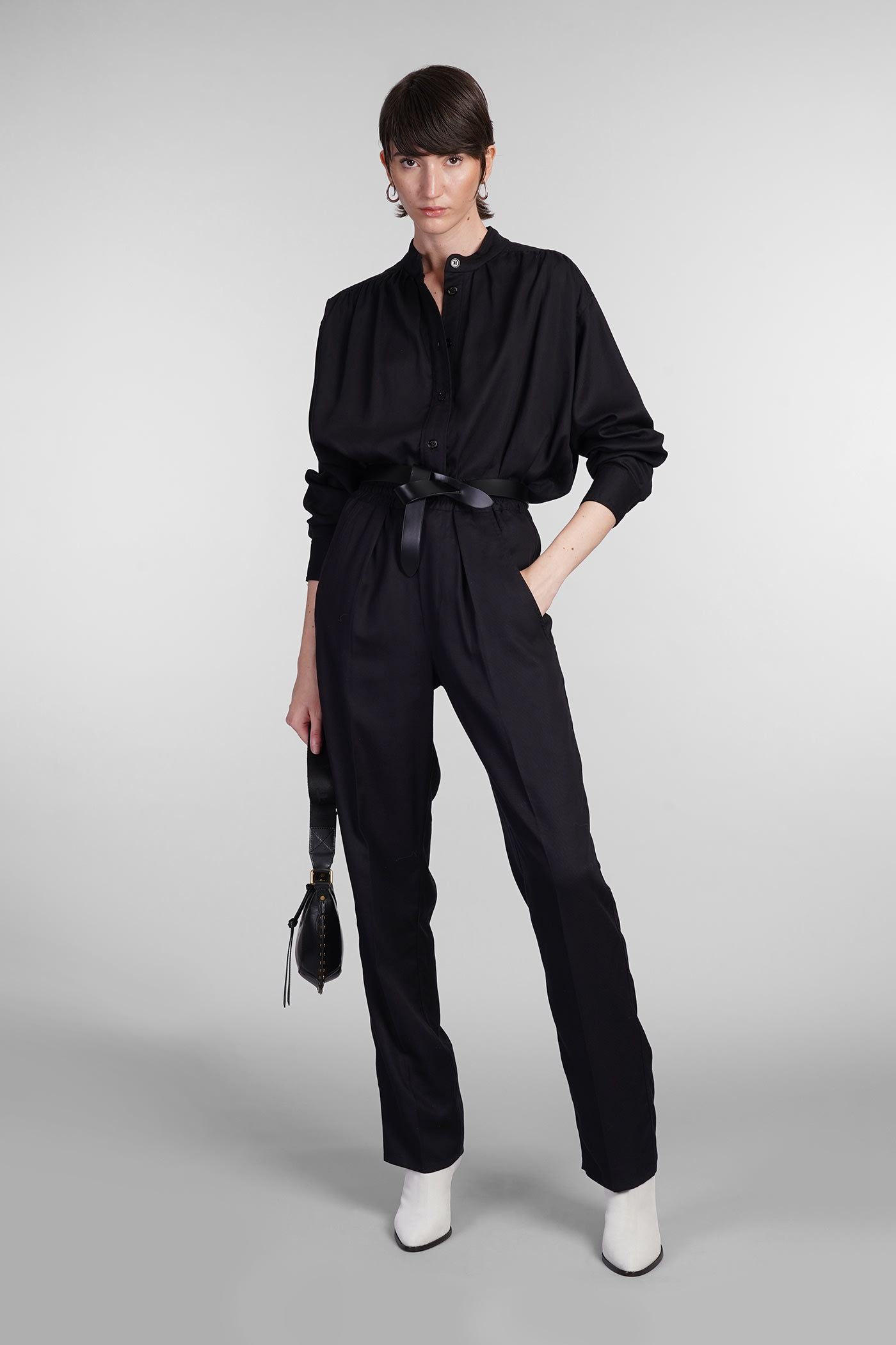 ISABEL MARANT ÉTOILE VINCIANE PANTS IN BLACK WOOL AND POLYESTER