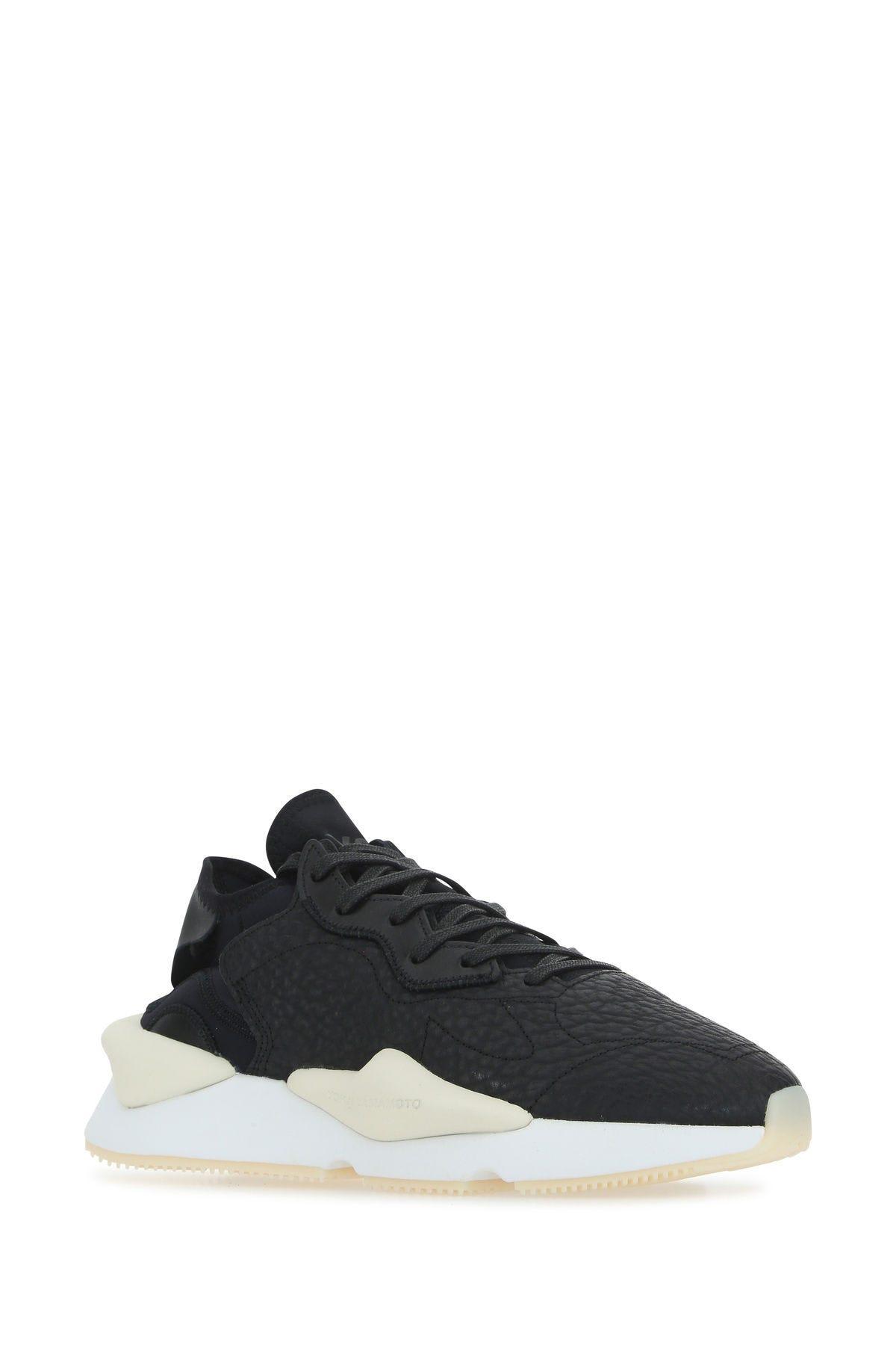 Shop Y-3 Black Leather And Fabric  Kaiwa Sneakers