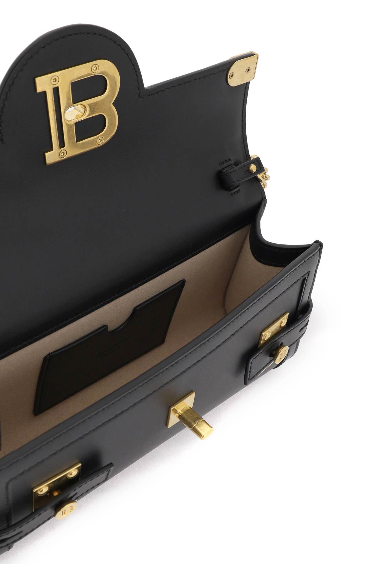 Balmain Bbuzz 23 Clutch In Black Leather In Black