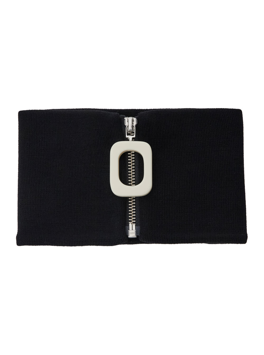Jw Anderson Black Knit Neckband With Zip Closure On The Front In Wool Man